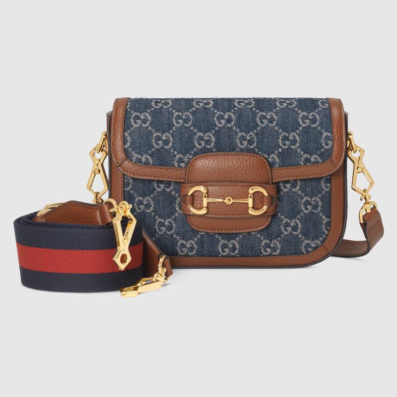 Gucci Horsebit 1955 Mini Shoulder Bag 658574 Dark blue and ivory